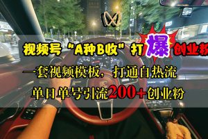 视频号“A种B收”打爆创业粉，单日单号引流200+创业粉，一套视频模板打通自热流