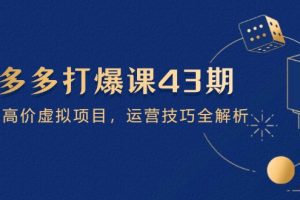 拼多多打爆课第 43 期，掌握高价虚拟项目，运营技巧全解析(15节