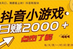 抖音小游戏，最新风口项目，亲测单游戏2000+感兴趣点击了解。