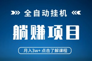 全自动挂机项目 月入3w+ 真正躺平项目 不吃电脑配置 当天见收益