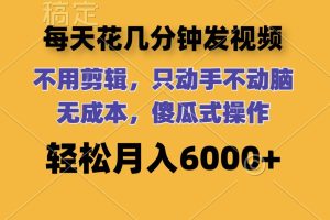 每天花几分钟发视频 无需剪辑 动手不动脑 无成本 傻瓜式操作 轻松月入6