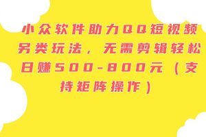 小众软件助力QQ短视频另类玩法，无需剪辑轻松日赚500-800元（支持矩阵