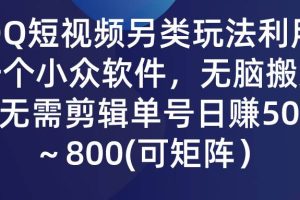QQ短视频另类玩法，利用一个小众软件，无脑搬运，无需剪辑单号日赚500～