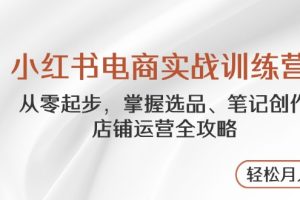 小红书电商实战训练营，从零起步，掌握选品、笔记创作、店铺运营全攻略