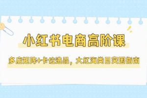 小红书电商高阶课，多店矩阵+卡位选品，大红海类目突围指南(更新5月)