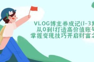 VLOG博主养成记(1-3期)从0到1打造高价值账号，掌握变现技巧开启财富之门