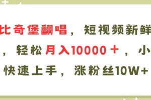 AI比奇堡翻唱歌曲，短视频新鲜赛道，轻松月入10000＋，小白快速上手，