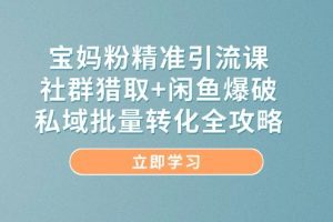 宝妈粉精准引流课，社群猎取+闲鱼爆破，私域批量转化全攻略
