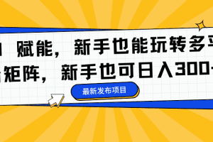 AI 赋能，新手也能玩转多平台矩阵，新手也可日入300+