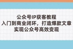 公众号IP获客教程(第3期)，从入门到商业闭环，打造爆款文章，实现公众号高效变现