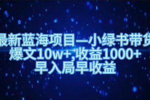 最新蓝海项目小绿书带货，爆文10w＋，收益1000＋，早入局早获益！！